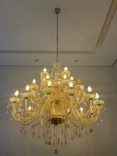 Lustre de Cristal 30 braços Âmbar 