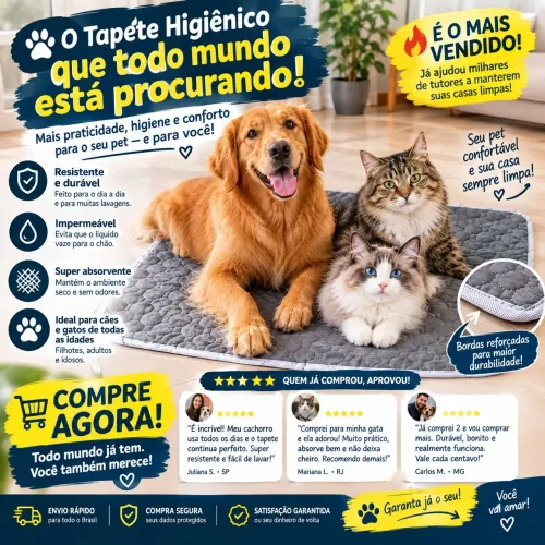 Tapete higiênico lavável 80x50 ótima opção para economizar