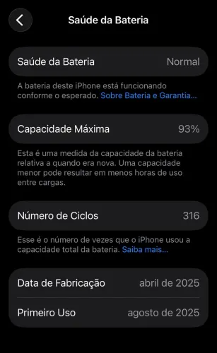 IPhone 16 pro de 1 tera de memória seminovo