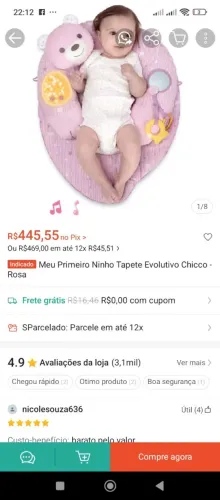 Almofada para menina Chicco artsana 