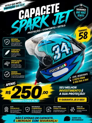Capacete Spark Jet Adesivado N?58