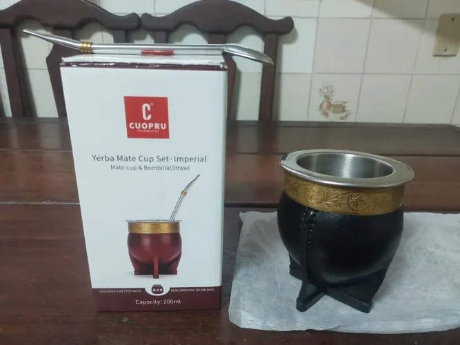 Cuia para Chimarrão e Tereré Inox com bomba e caixa 