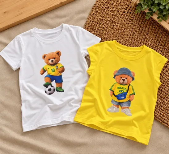 Kit 2 Blusas Infanto-Juvenis - Ursinhos Brasil ?
