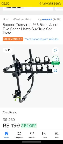Vendo suporte para 3 bicicleta