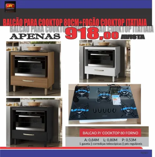 Balcão  para 80 cm + Fogão cooktop  Itatiaia Novos