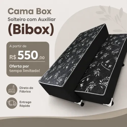 Cama Box Solteiro com Auxiliar (BIBOX)