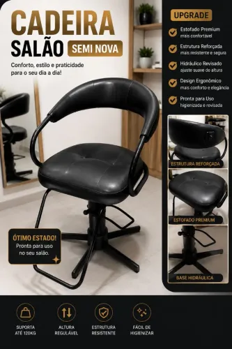 Cadeira Hidráulica para Salão - Semi Nova