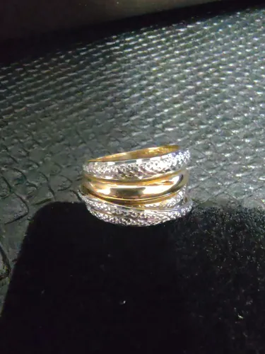 Anel ouro 18k Rodinado Branco Amarelo
