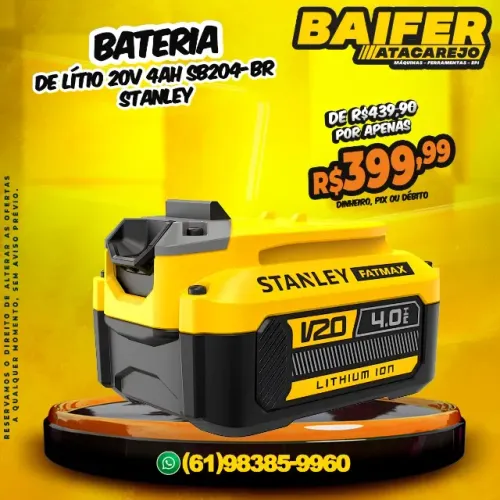 Bateria de Lítio 20V 4Ah SB204-BR Stanley