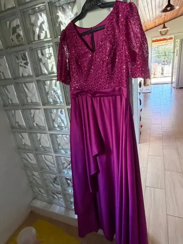 Vestido de festa usado 1 vez cor fucsia TAM M