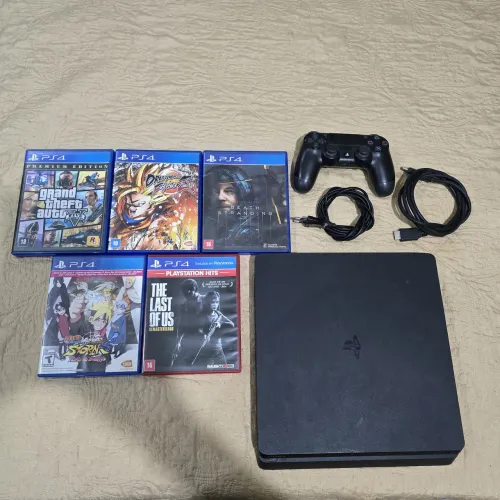 PS 4 SLIM COM 5 JOGOS FÍSICOS + 30 JOGOS DIGITAIS( como Good of Of Ragnarok e The Last 2 )