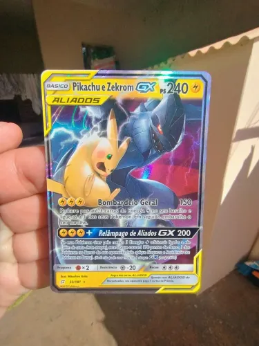 Carta Pokémon Pikachu e Zekrom GX Original