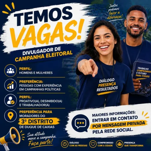 Vaga para divulgador de eleições em Duque de Caxias