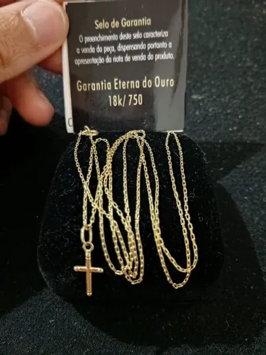 Corrente Cartier e Crucifixo Ouro 18k 750 maciço