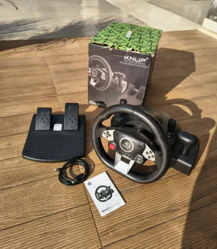 Volante Gamer Knup WADJET com Pedais e Câmbio