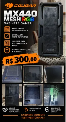Gabinete Gamer Cougar MX440 Mesh RGB ATX / Micro ATX