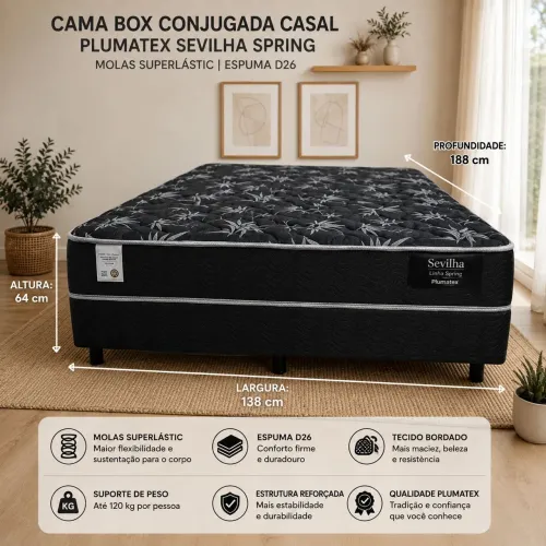 Cama casal conjugada, molas d26