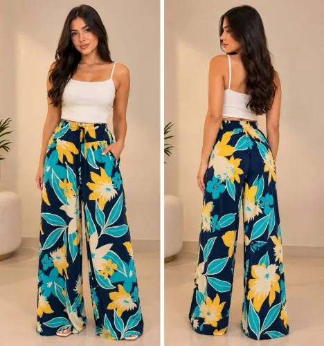 Calça pantalona florida
