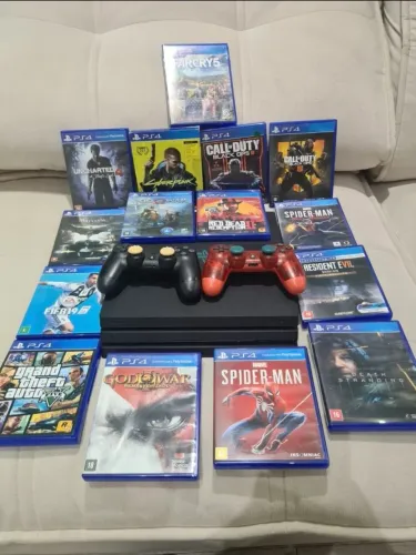 PS4 Pro 1TB, 2 controles e Jogos