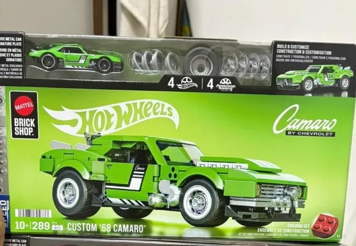 Blocos De Montar Hot Wheels Brick Shop Speed Custom 68 Camaro Mattel 289 pecas