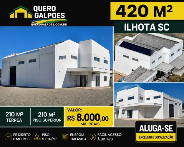 Galpões de 210/210 Ilhota sc Bairro centro