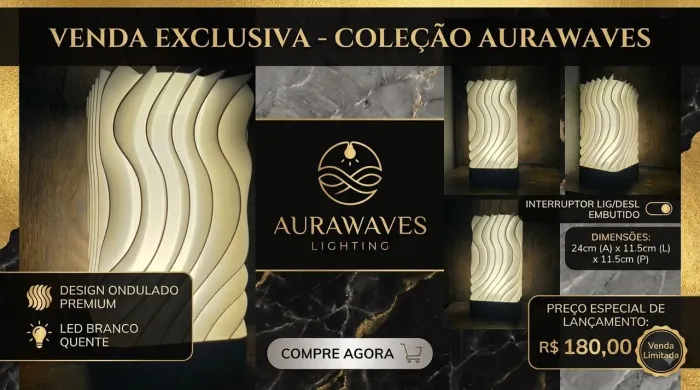 Luminária de Mesa Luxo em LED - Design Ondulado Aurawaves