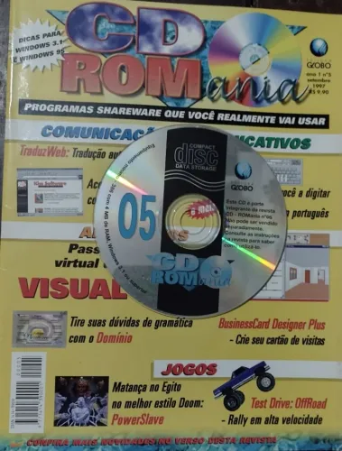 CD-ROM de 1997 da Revista CD-ROMania Ano 1 Nº 5 - Editora Globo - Produto raro e antigo