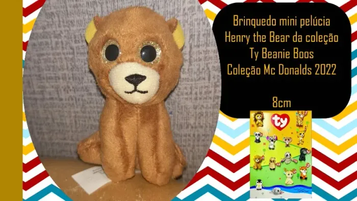 Brinquedo mini pelúcia Henry the Bear da coleção Ty Beanie Boos Coleção Mc Donalds 2022