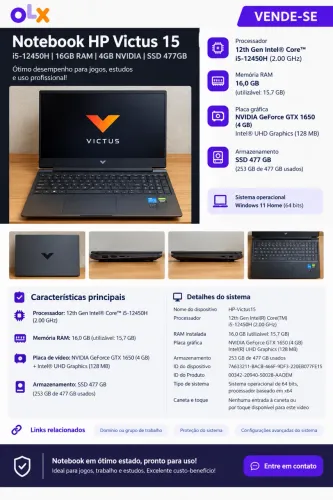 HP Victus gamer laptop gtx 1650