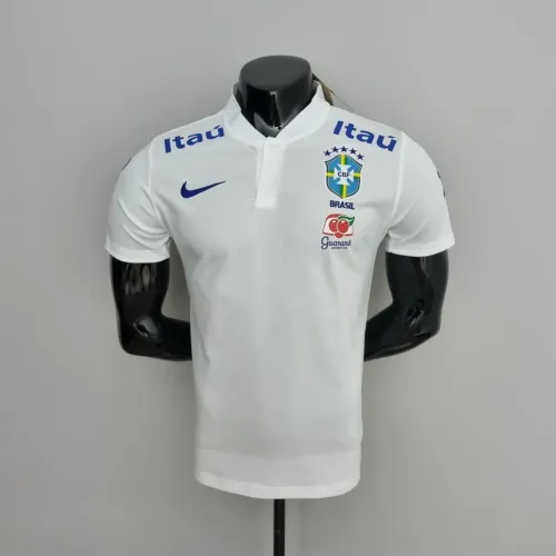 Camisa Branca Brasil CBF Treino gola polo 