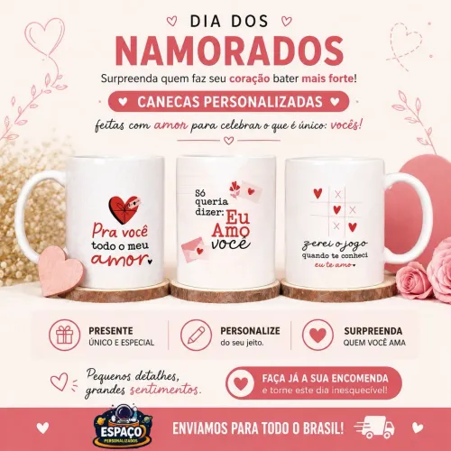 Caneca presente dia dos namorados casal personalizado 