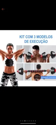 Kit Halteres Barra Kettebell 6 em 1