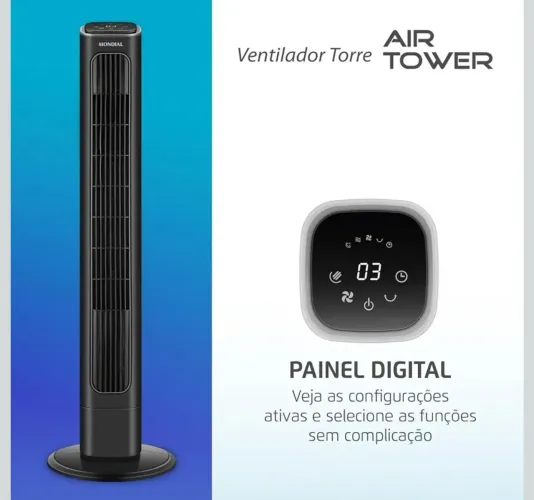 MONDIAL Ventilador de Torre Air Tower, Preto, 45W, 220V - VTR-01-B<br>Novo!! Pra negociar!!!