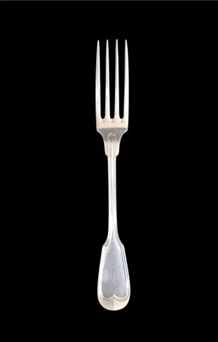 Garfo de mesa antigo Christofle, modelo Spatours, banhado àprata, circa entre 1901 e 1910