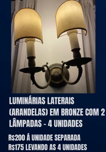 LUMINÁRIAS LATERAIS (ARANDELAS) EM BRONZE - 10% DESCONTO ATÉ 17/05