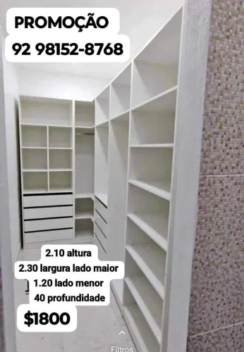 Closet L com fundo 40 profundidade 