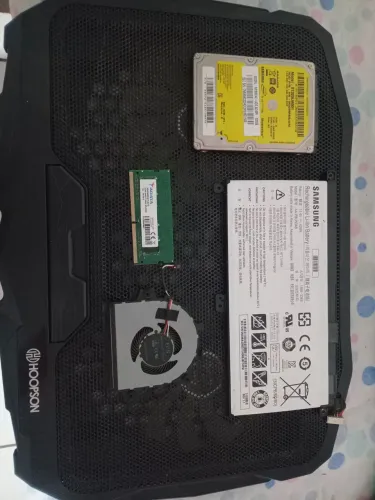 Memória, hd, bateria, cooler, bandeja cooler