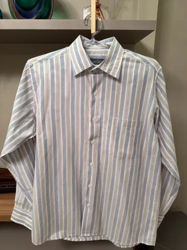 Camisa Masculina Empório Colombo Listrada Com Bolso - Tamanho 39/40