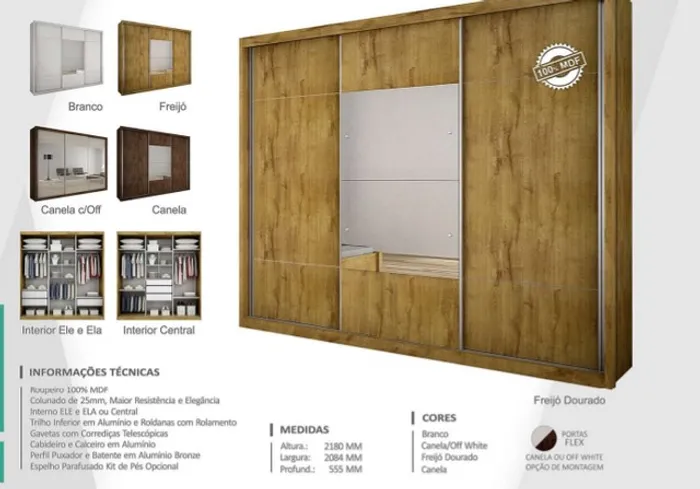Quarto roupeiro casal com espelho