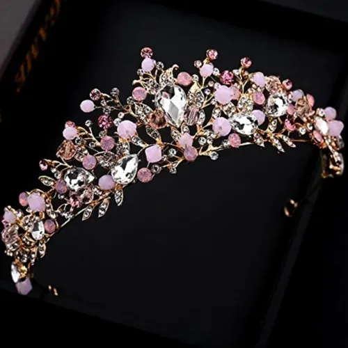 Coroa Debutante Daminha Tiara Detalhe Rosa