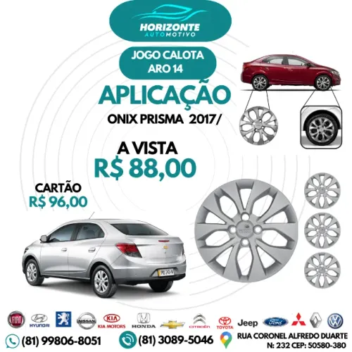 Jogo calota aro 14 onix prisma 2017/