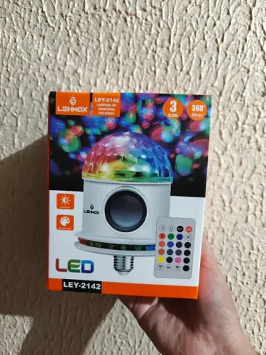 Lâmpada LED Giratória Colorida com Bluetooth