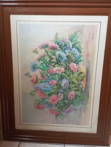 Lindo quadro 1m x 80cm flores moldura ótimo estado