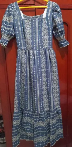 Vestido Rodado Estampado Azul