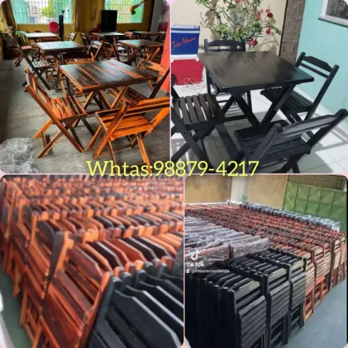 VENDO MESAS E CADEIRAS RÚSTICAS DOBRÁVEIS