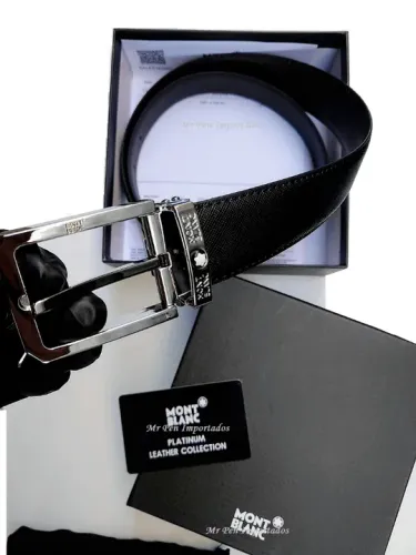 Cinto Montblanc em couro com caixa