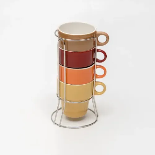 Xicara Canecas Para Cafe 4pçs 210ml C Suporte Ud321 123util
