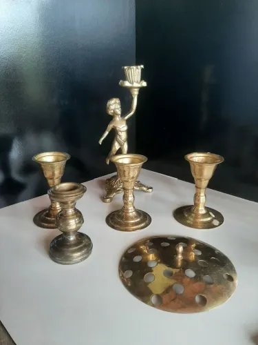Jogo de Castiçais de Metal - Vintage