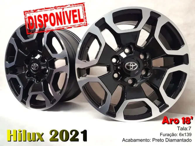 Rodas Hilux 2021 Aro 18 Preta Diamantado tala 7 6x139 novas
