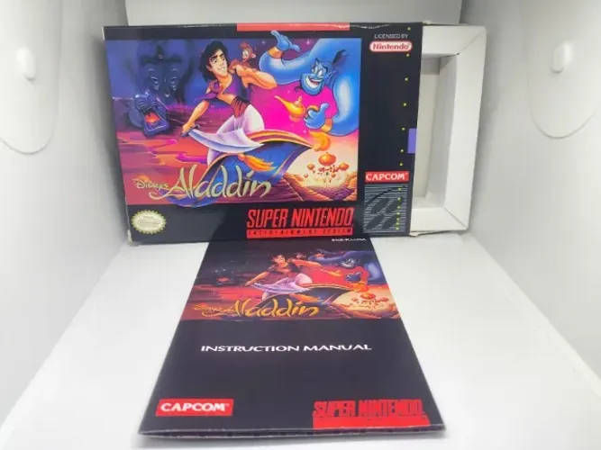 Caixa Genérica do Jogo Aladdin para Super Nintendo - Inclui Berço e Mini Manual Poster
